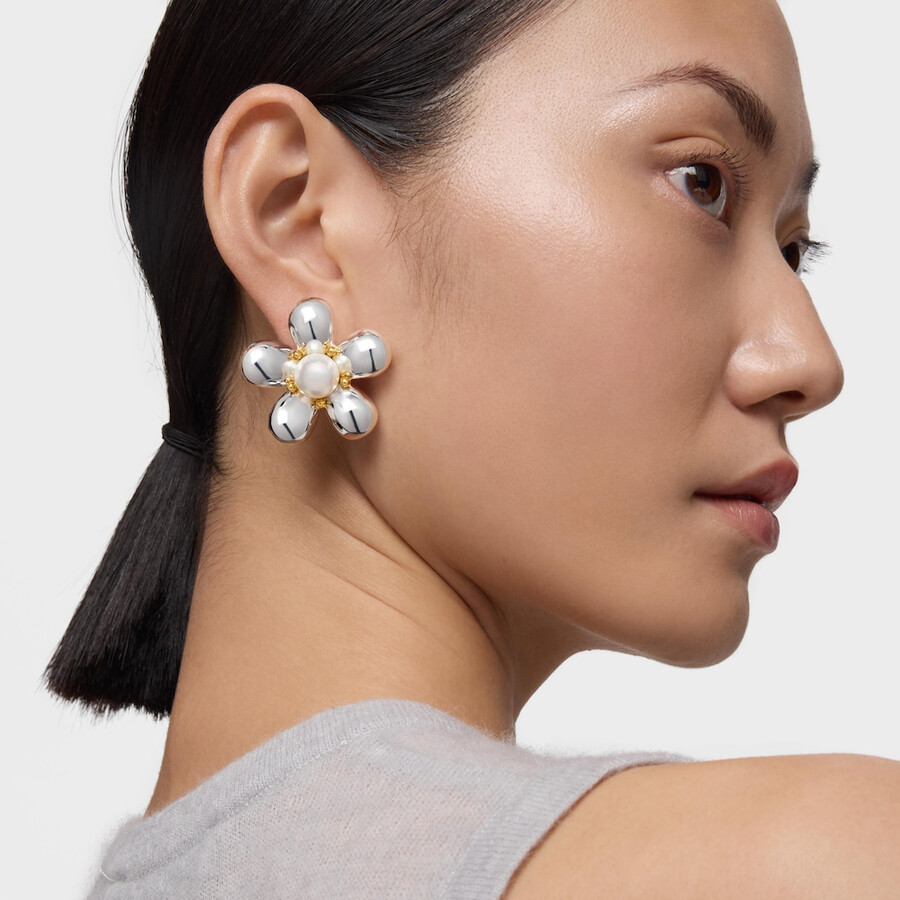 orecchini a fiore bicolore con perle coltivate da 36 mm margherita