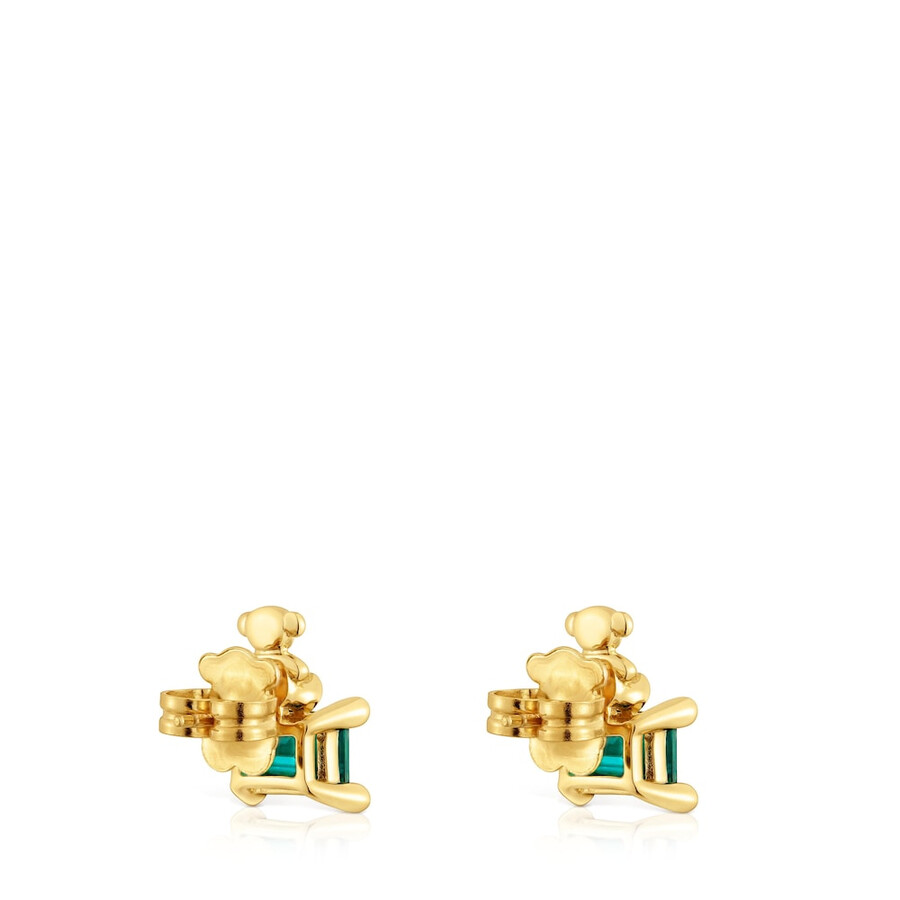 orecchini con motivo a orso placcato in oro 18 kt su argento con smeraldo coltivato in laboratorio bold bear lgg