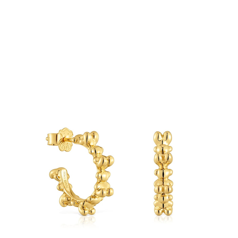 orecchini a cerchio bold bear da 12 mm con placcatura in oro 18kt su argento