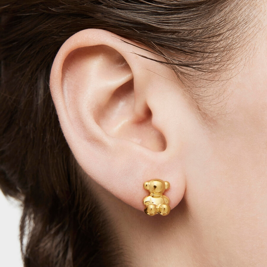 orecchini bold bear da 10 mm con placcatura in oro 18kt su argento