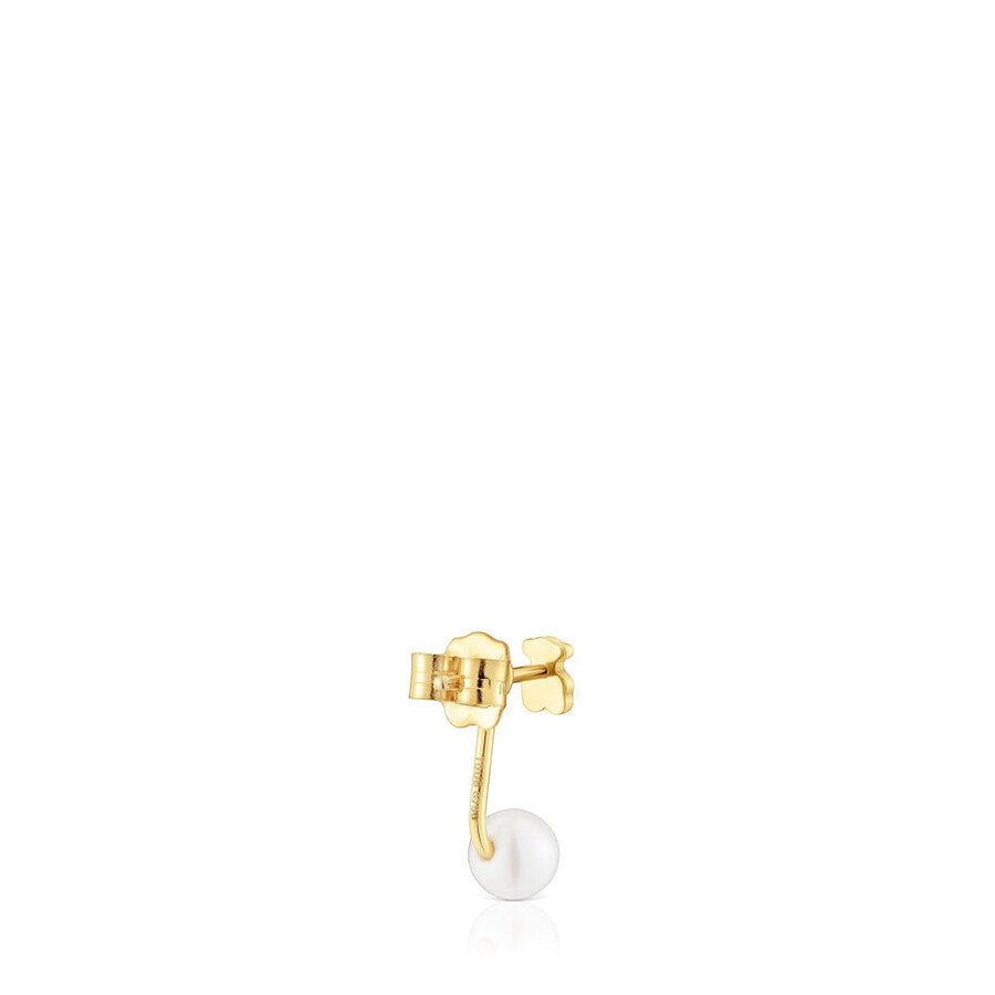 orecchino corto singolo a forma di orsetto in oro con perla coltivata sweet dolls