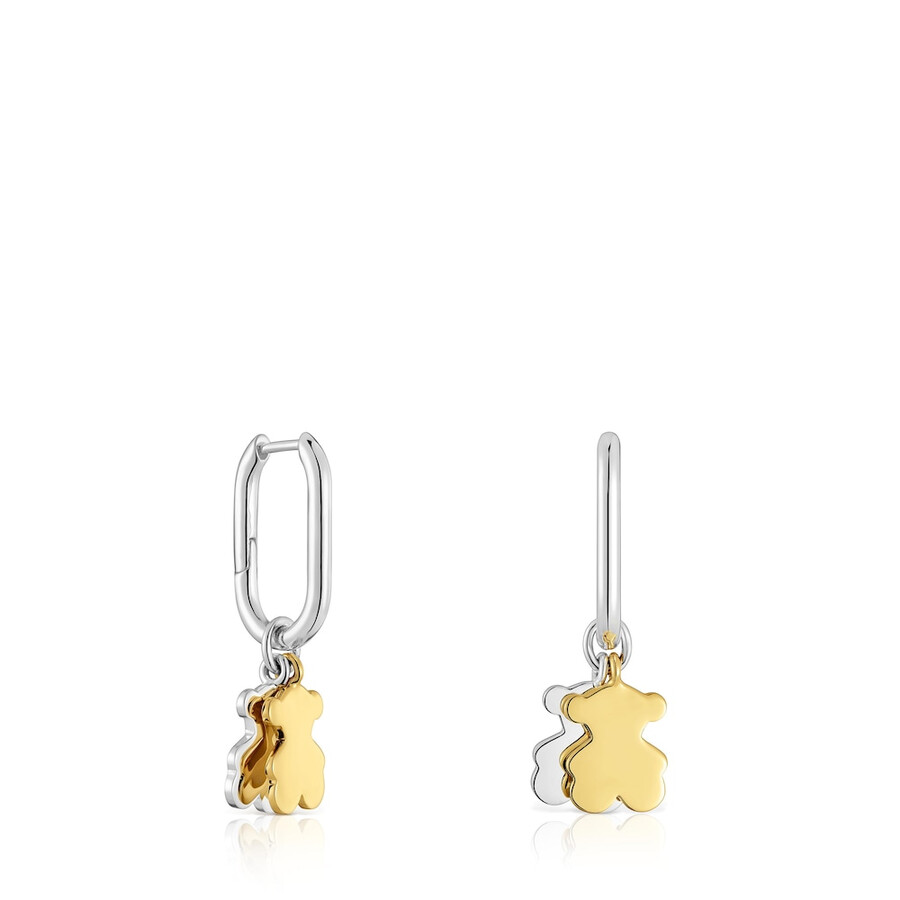 orecchini a cerchio piccoli bicolore sweet dolls con motivo a orso