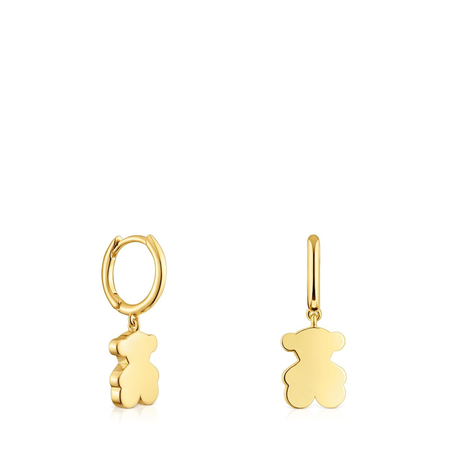 orecchini a cerchio placcati in oro 18kt su argento con ciondolo a forma di orso e placcati in oro 18kt su argento tous sweet dolls