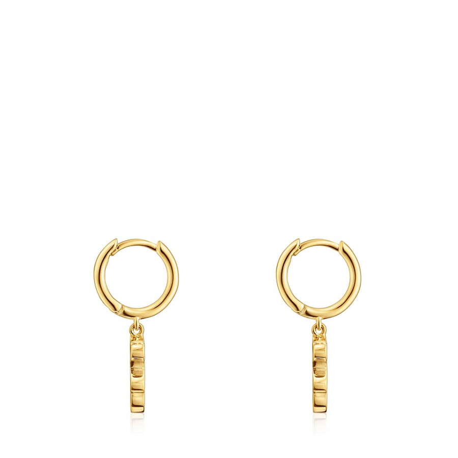 orecchini a cerchio placcati in oro 18kt su argento con ciondolo a forma di orso e placcati in oro 18kt su argento tous sweet dolls