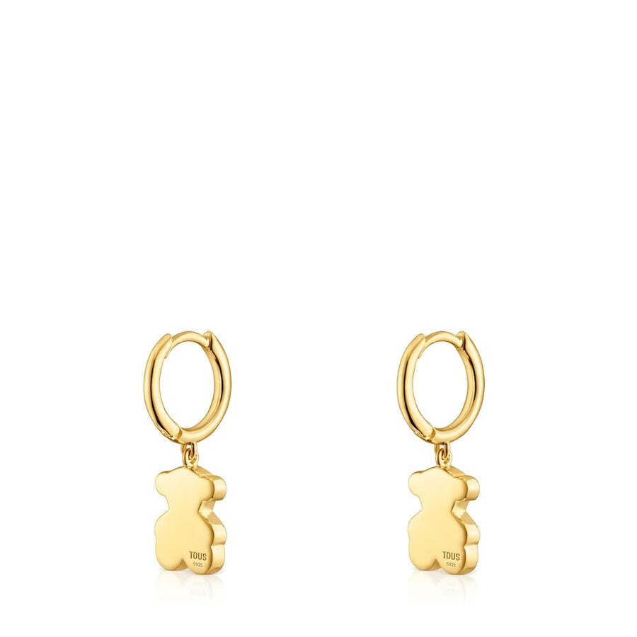 orecchini a cerchio placcati in oro 18kt su argento con ciondolo a forma di orso e placcati in oro 18kt su argento tous sweet dolls
