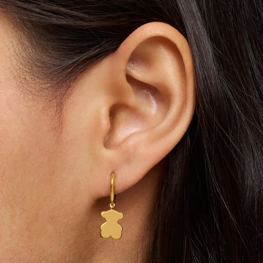 orecchini a cerchio placcati in oro 18kt su argento con ciondolo a forma di orso e placcati in oro 18kt su argento tous sweet dolls