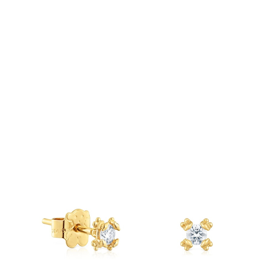 orecchini placcati in oro 18kt da 4 mm su argento con diamanti coltivati in laboratorio pillole di colore