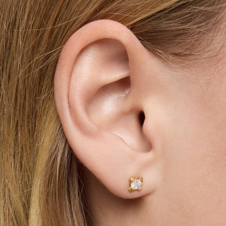 orecchini in argento placcato oro 18kt da 6 mm con diamanti coltivati in laboratorio tous color lab