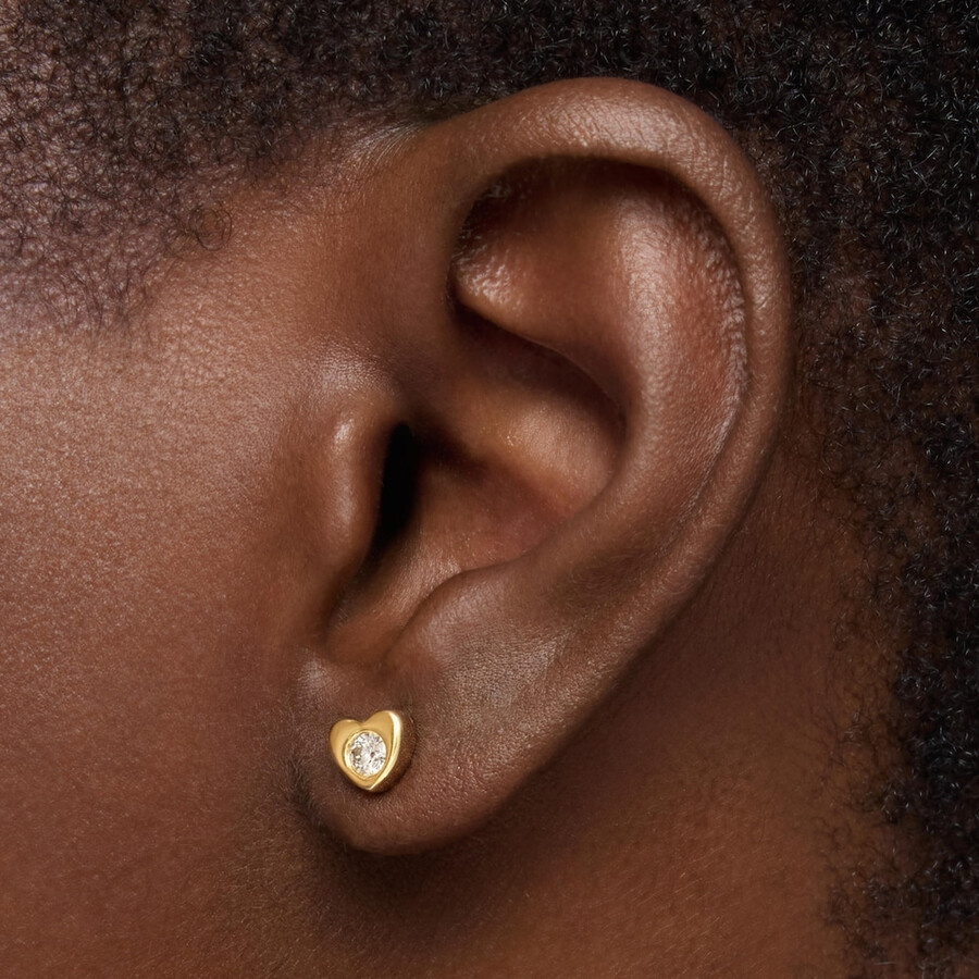 orecchini a forma di cuore in oro da 6 mm con diamanti di laboratorio tous lili