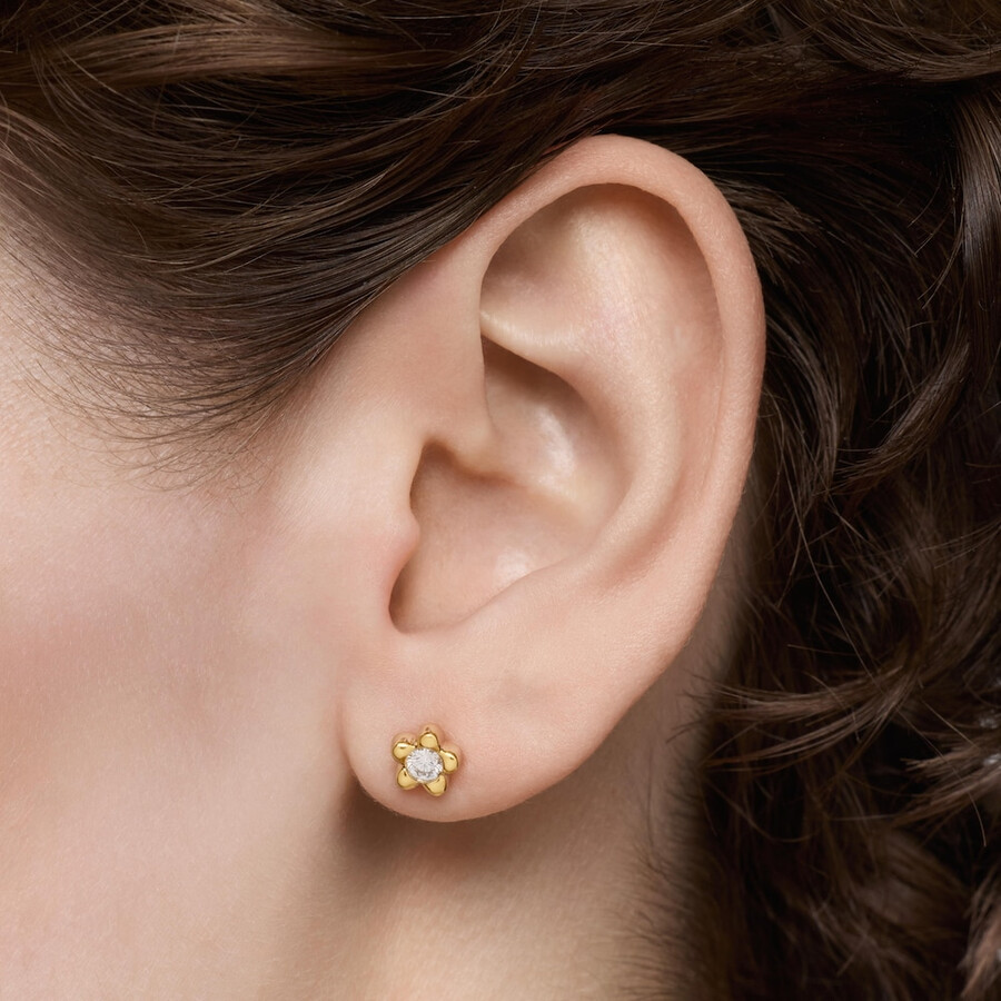 orecchini a forma di fiore in oro da 6 mm con diamanti coltivati in laboratorio tous lili