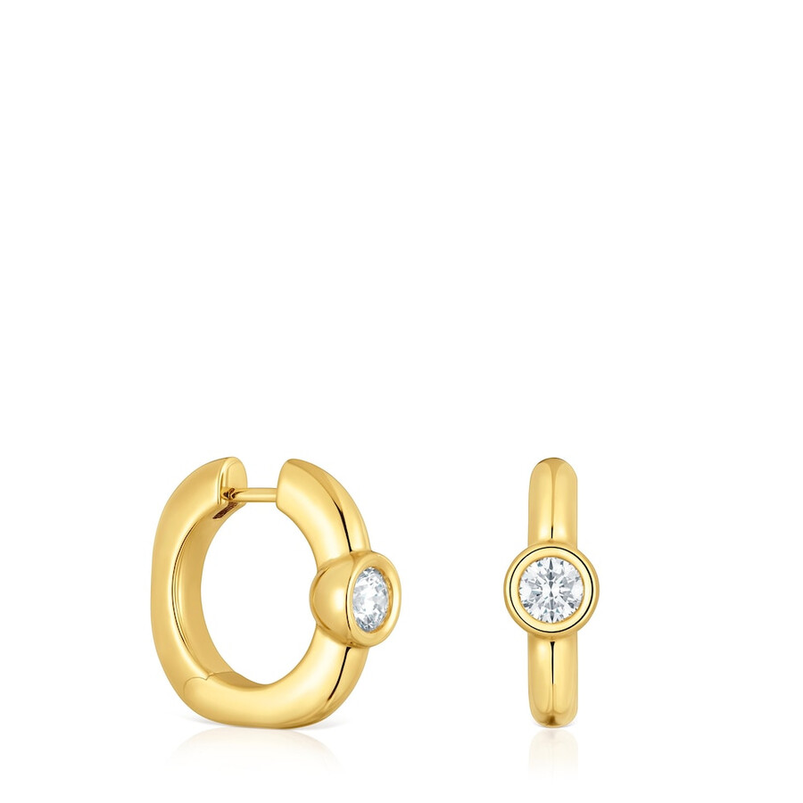 orecchini a cerchio da 18 mm con placcatura in oro 18kt su argento e diamanti coltivati in laboratorio linea lgd