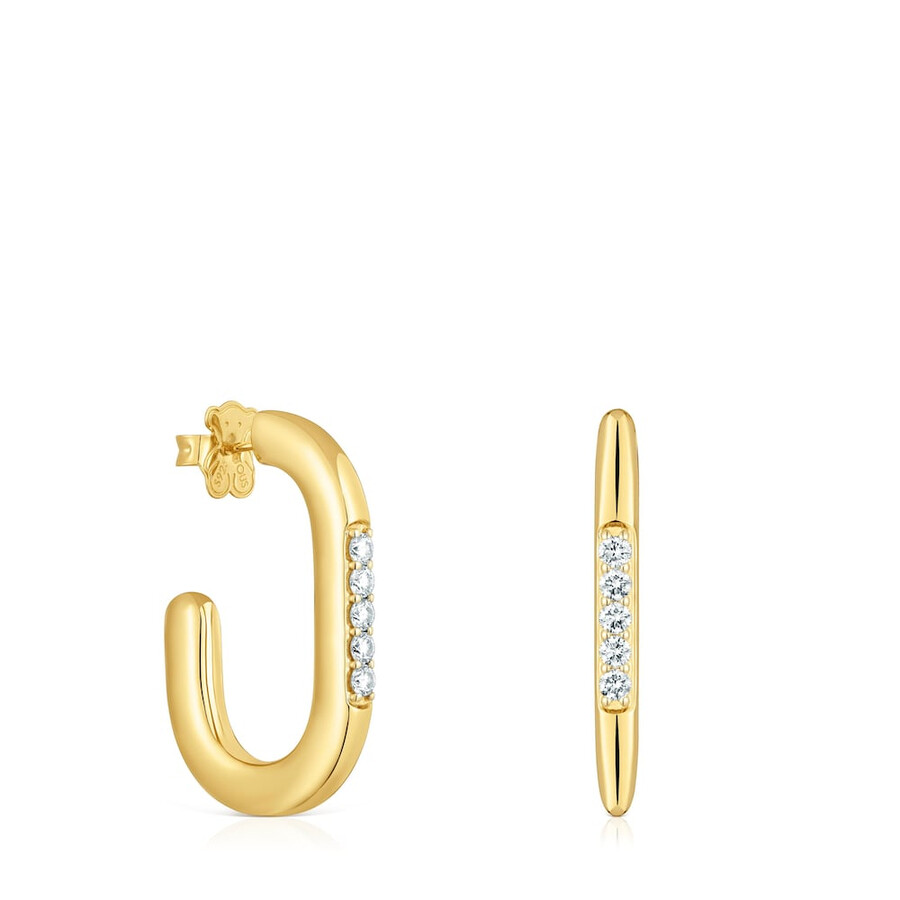 orecchini a cerchio da 35 mm con placcatura in oro 18kt su argento e diamanti coltivati in laboratorio linea lgd