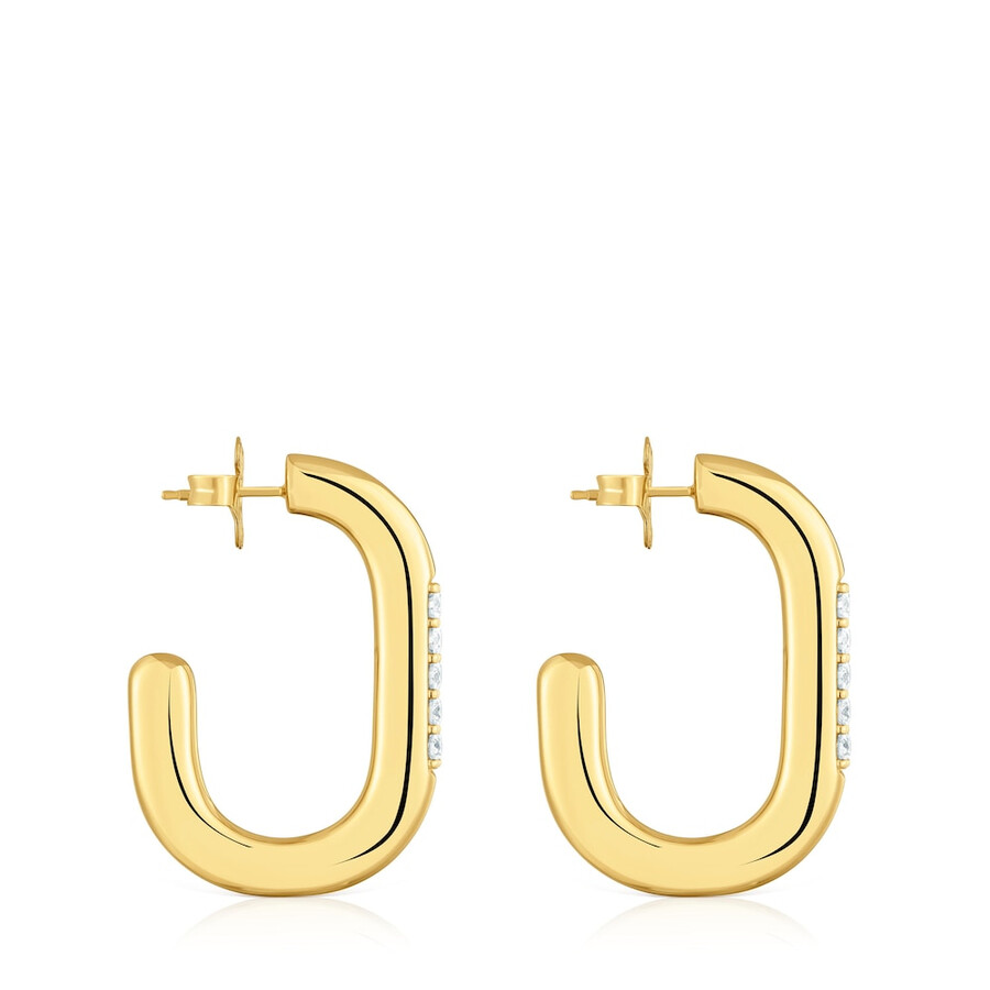 orecchini a cerchio da 35 mm con placcatura in oro 18kt su argento e diamanti coltivati in laboratorio linea lgd