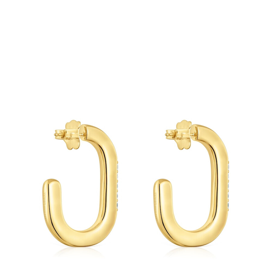 orecchini a cerchio da 35 mm con placcatura in oro 18kt su argento e diamanti coltivati in laboratorio linea lgd