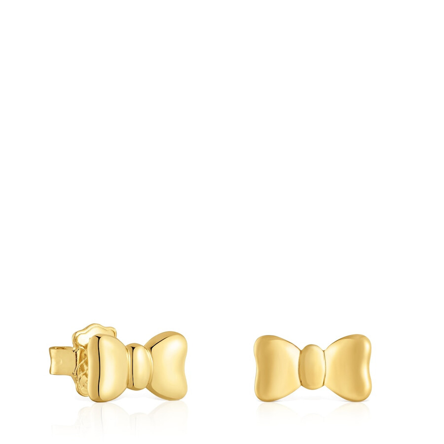 orecchini a fiocco con placcatura in oro 18kt su nastro tous in argento