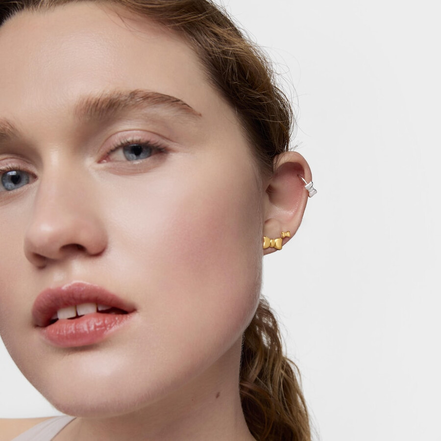 orecchini a fiocco con placcatura in oro 18kt su nastro tous in argento