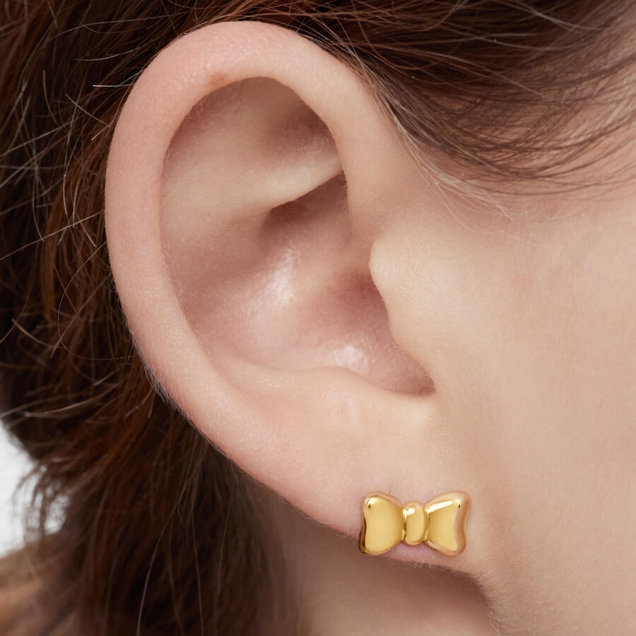 orecchini a fiocco con placcatura in oro 18kt su nastro tous in argento