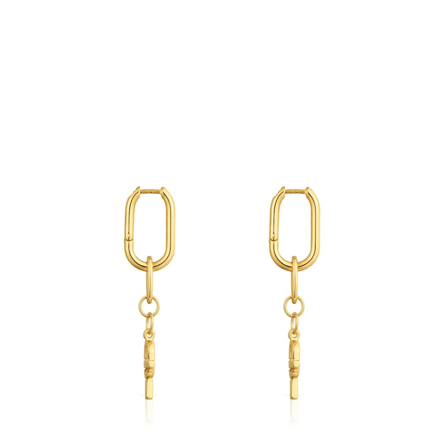 orecchini a cerchio lunghi con placcatura in oro 18kt su argento tous manifesto