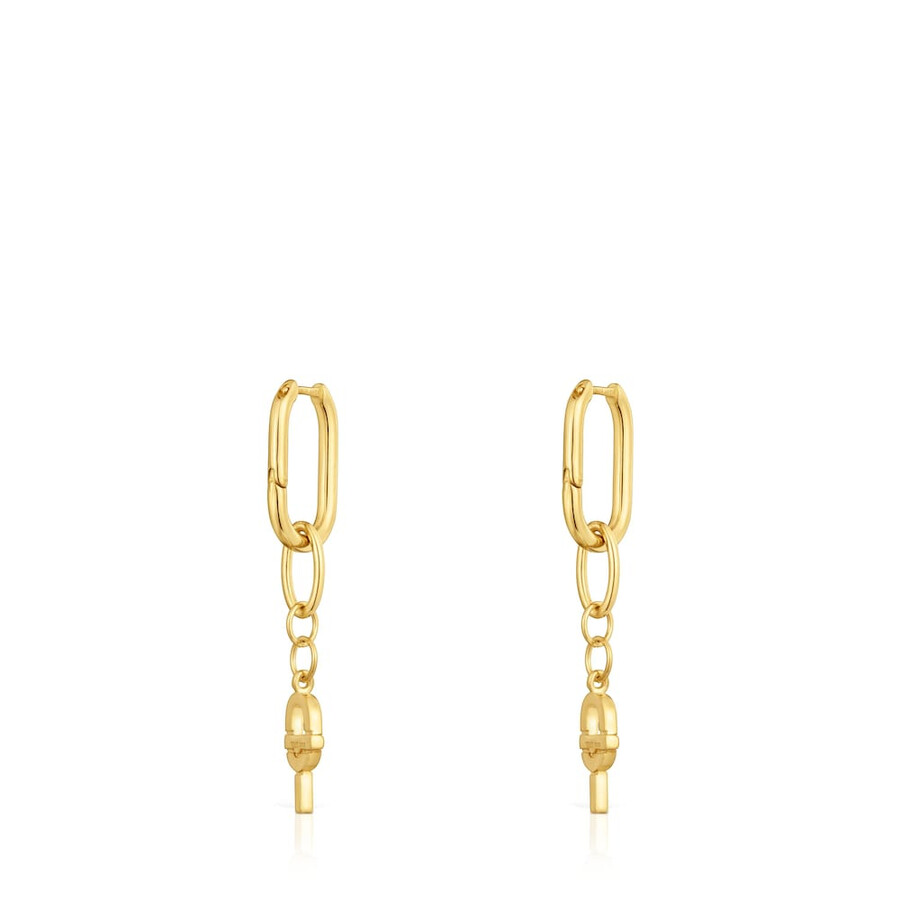 orecchini a cerchio lunghi con placcatura in oro 18kt su argento tous manifesto