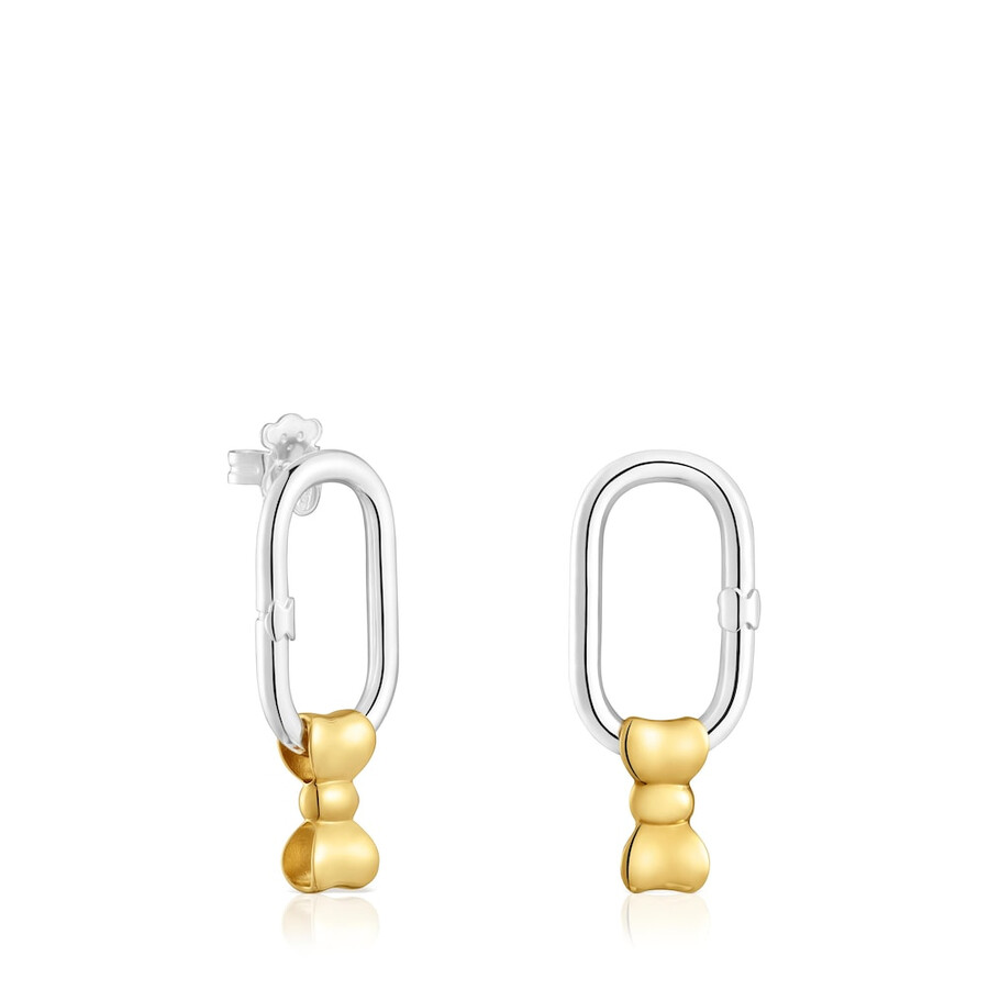 orecchini a cerchio bicolore con motivo a fiocco tous ribbon