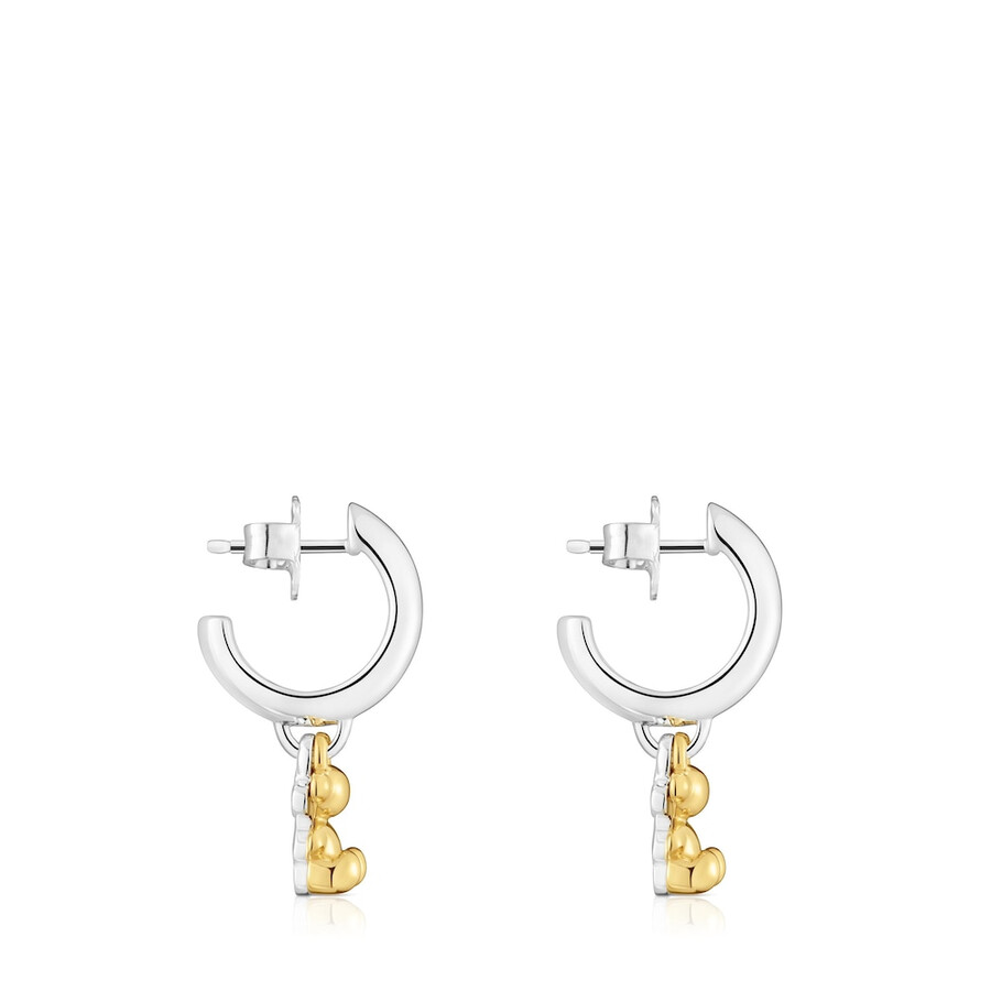orecchini a cerchio bicolore con doppio orso bold bear