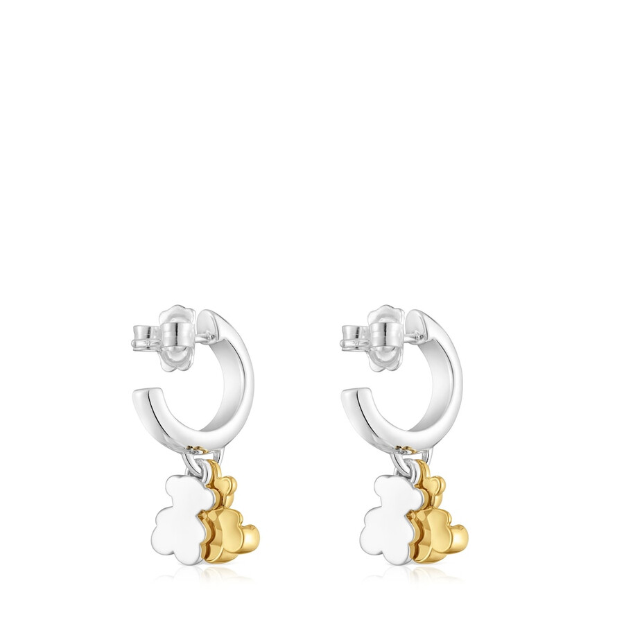 orecchini a cerchio bicolore con doppio orso bold bear