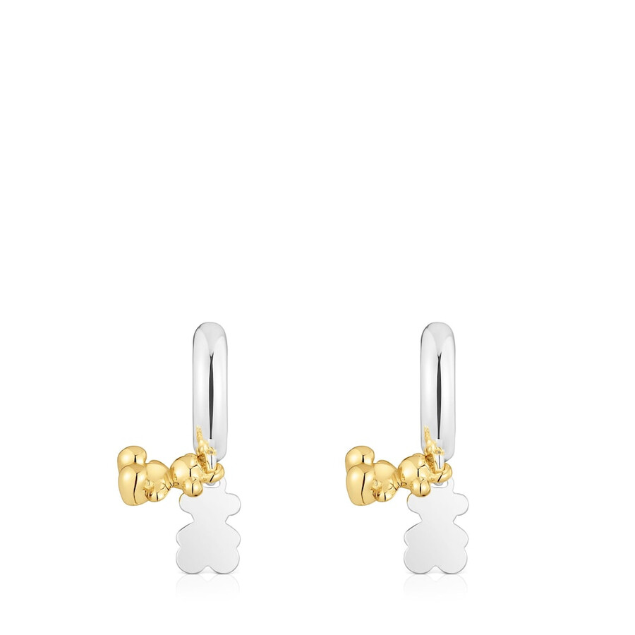 orecchini a cerchio bicolore con doppio orso bold bear
