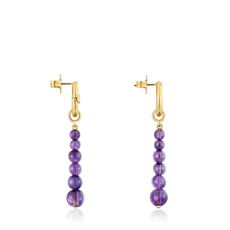 orecchini lunghi con placcatura in oro 18kt su argento e ametista hold