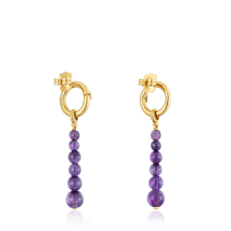 orecchini lunghi con placcatura in oro 18kt su argento e ametista hold