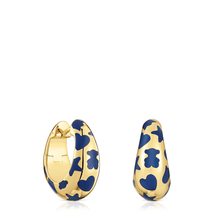 orecchini a cerchio con placcatura in oro 18kt su argento e motivi blu caldo