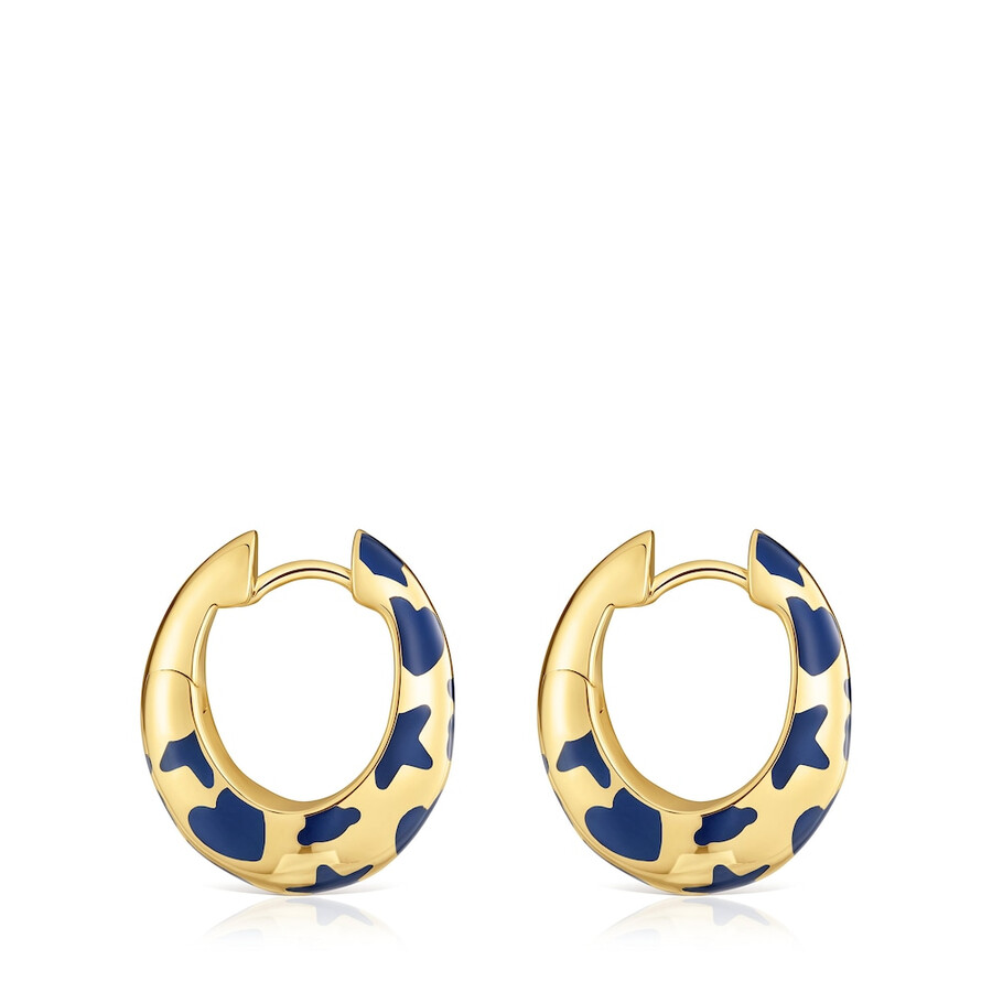 orecchini a cerchio con placcatura in oro 18kt su argento e motivi blu caldo