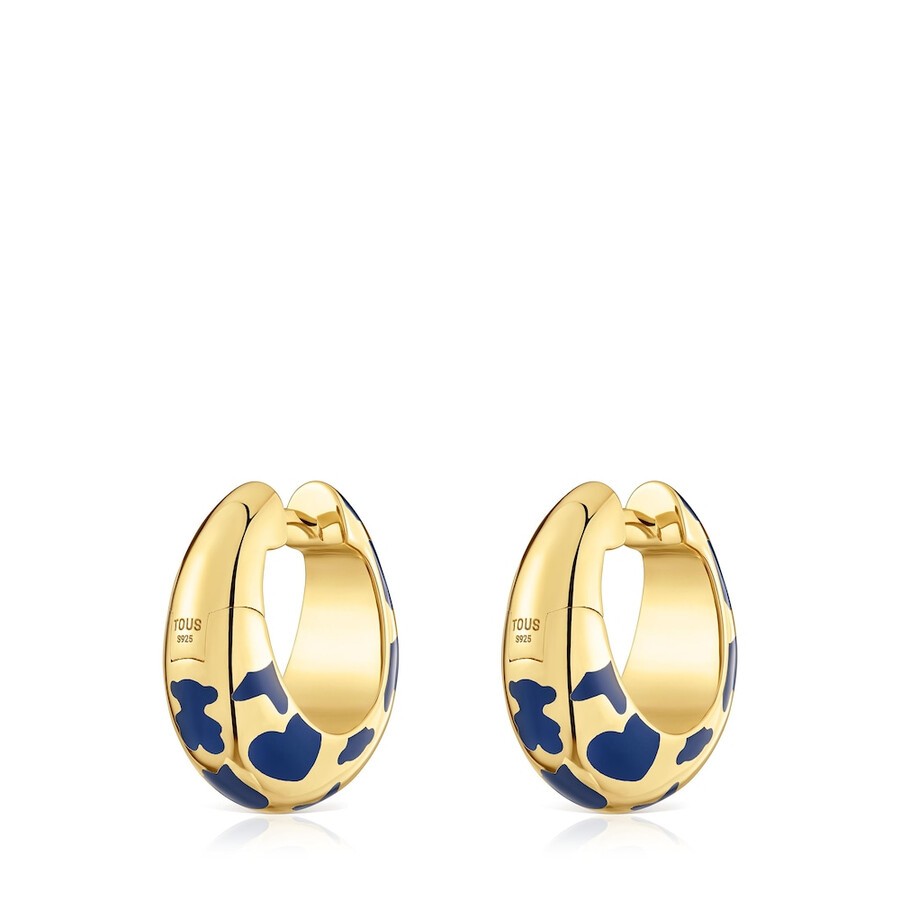 orecchini a cerchio con placcatura in oro 18kt su argento e motivi blu caldo