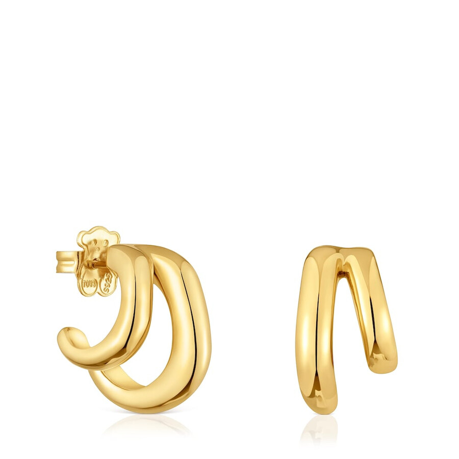 orecchini a doppio cerchio con placcatura in oro 18kt su linea argento