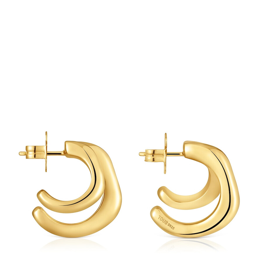 orecchini a doppio cerchio con placcatura in oro 18kt su linea argento