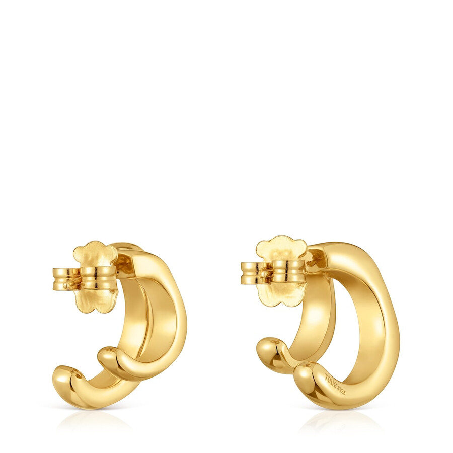 orecchini a doppio cerchio con placcatura in oro 18kt su linea argento