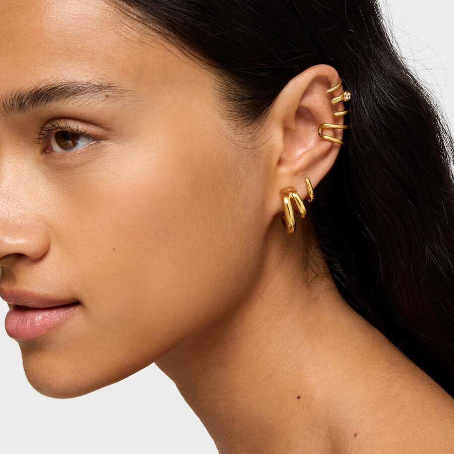 orecchini a doppio cerchio con placcatura in oro 18kt su linea argento