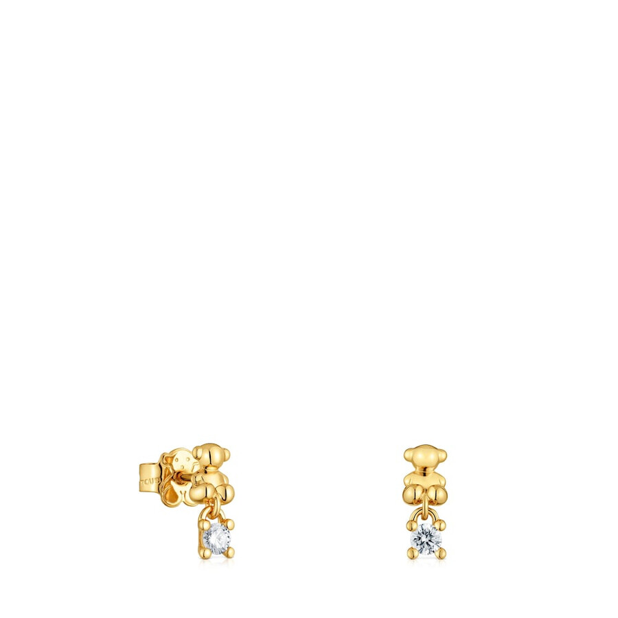 orecchini a forma di orso con placcatura in oro 18 carati su argento e diamanti coltivati in laboratorio bold bear lgd