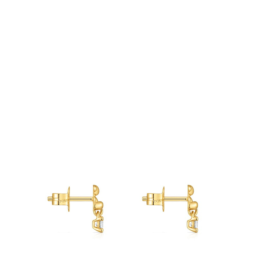 orecchini a forma di orso con placcatura in oro 18 carati su argento e diamanti coltivati in laboratorio bold bear lgd
