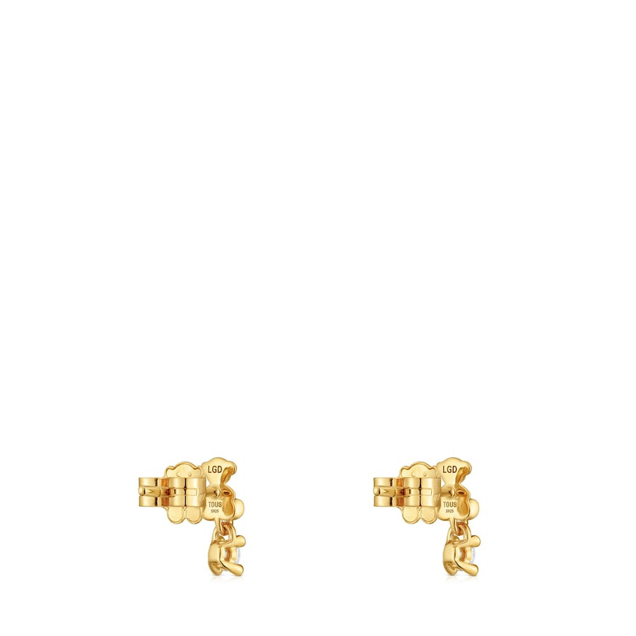 orecchini a forma di orso con placcatura in oro 18 carati su argento e diamanti coltivati in laboratorio bold bear lgd