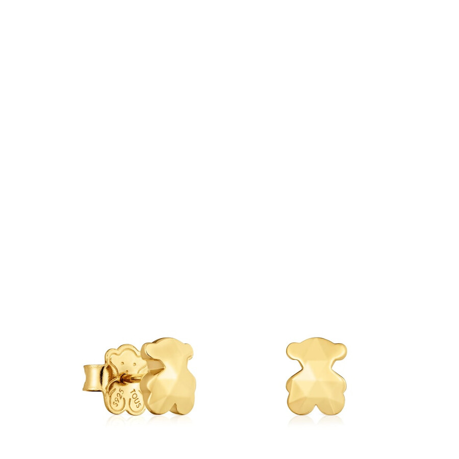 orecchini con orso e placcatura in oro 18kt su argento icon metal