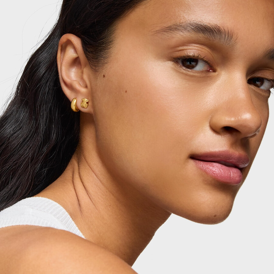orecchini con orso e placcatura in oro 18kt su argento icon metal