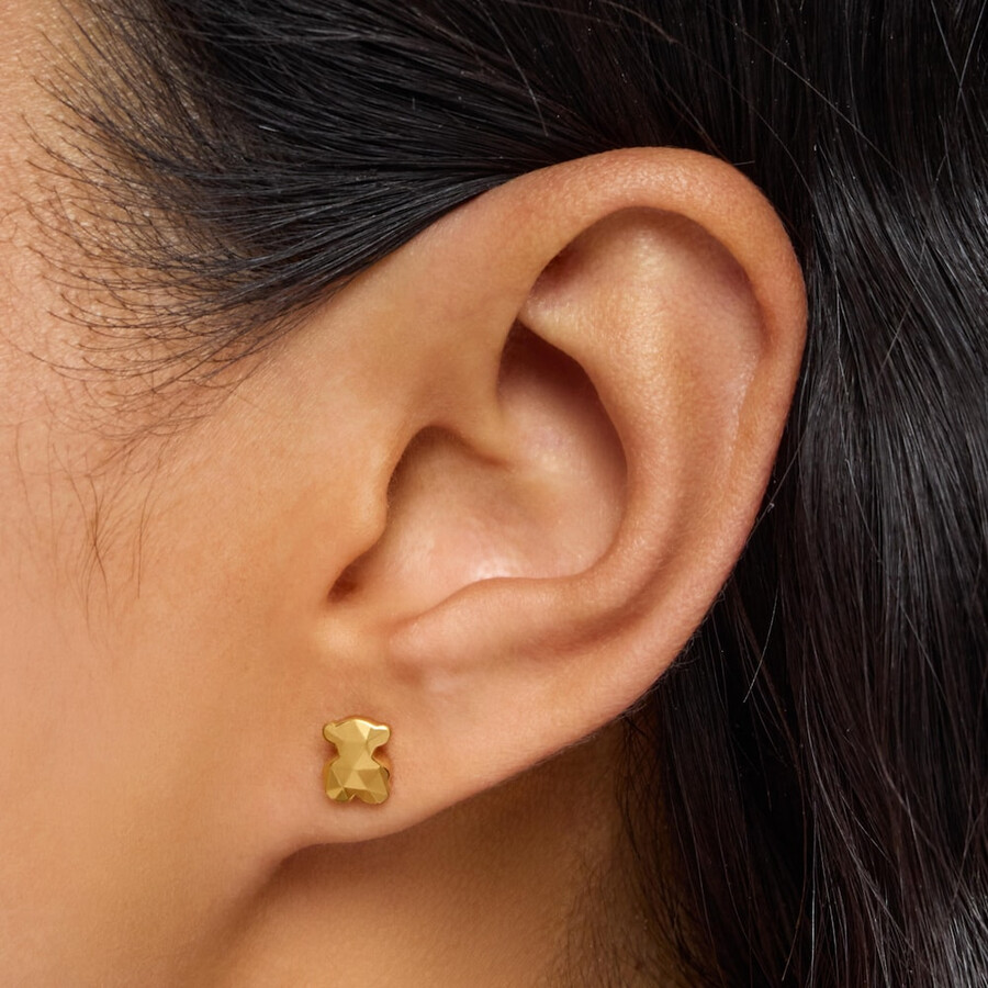 orecchini con orso e placcatura in oro 18kt su argento icon metal