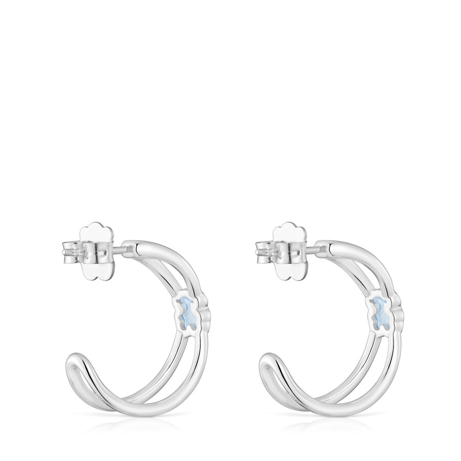 orecchini a cerchio in argento con spinello blu coltivato in laboratorio icon color lgg