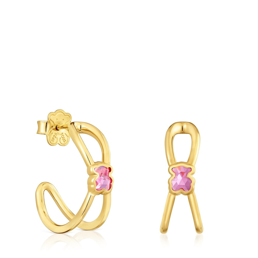 orecchini a cerchio con placcatura in oro 18kt su argento e rubino coltivato in laboratorio icon color lgg