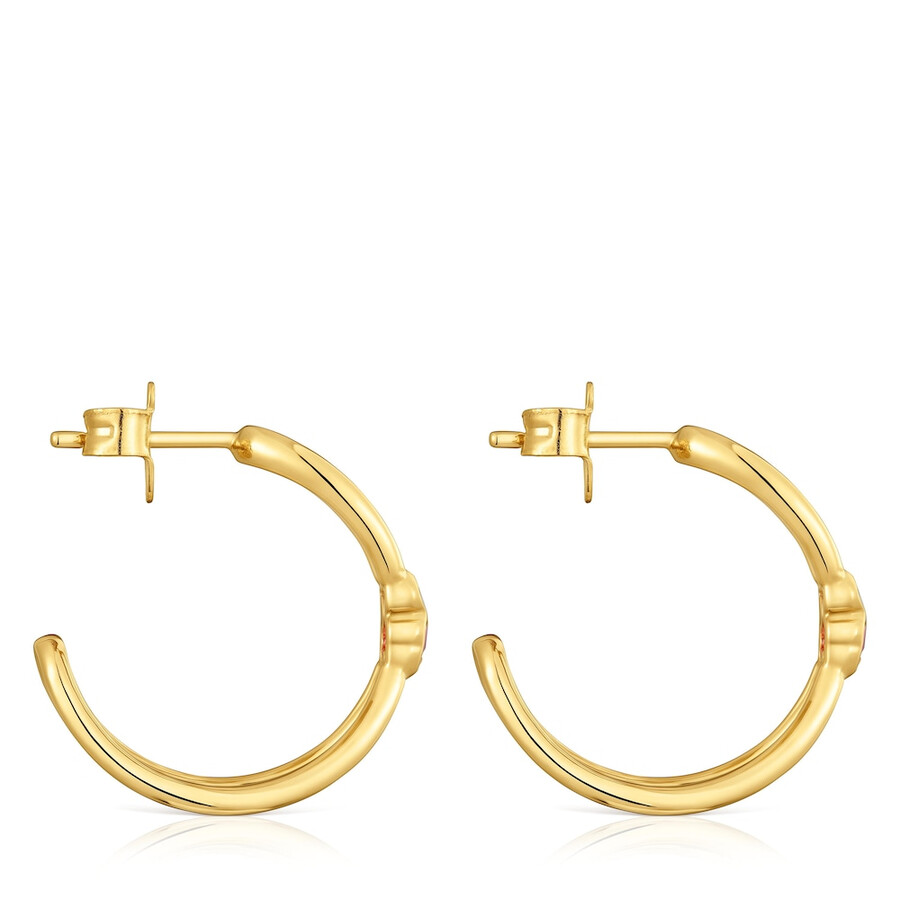 orecchini a cerchio con placcatura in oro 18kt su argento e rubino coltivato in laboratorio icon color lgg