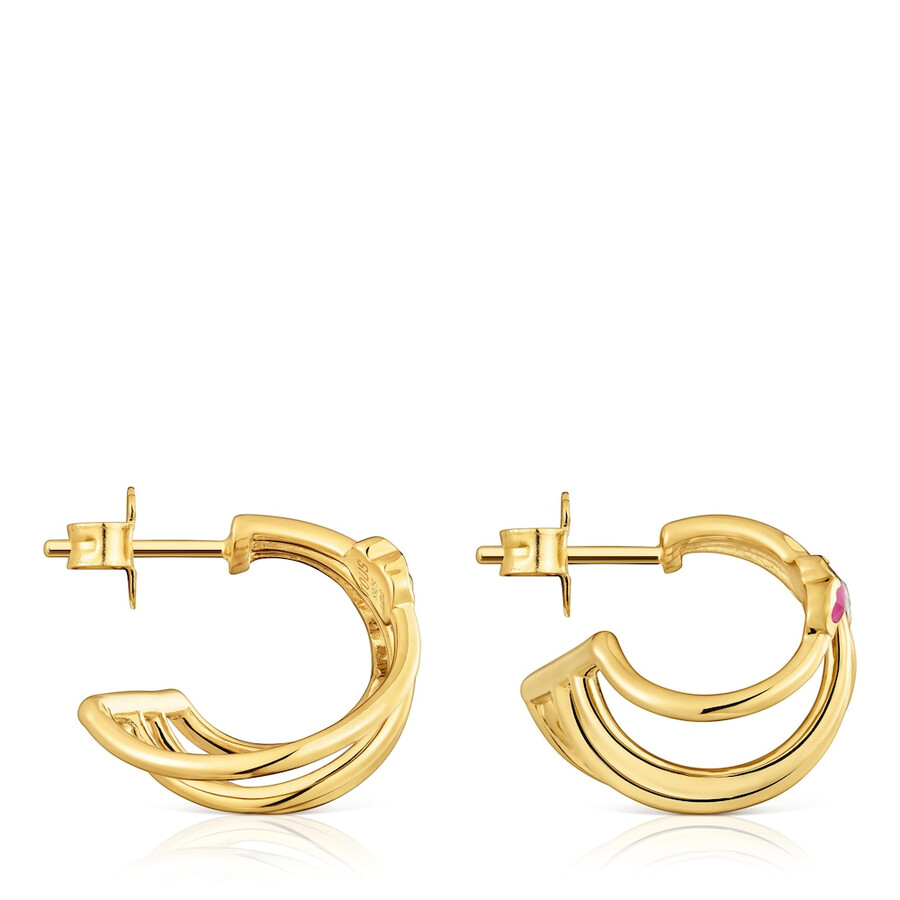 orecchini a cerchio con placcatura in oro 18 carati su argento e pietre preziose coltivate in laboratorio icon color lgg