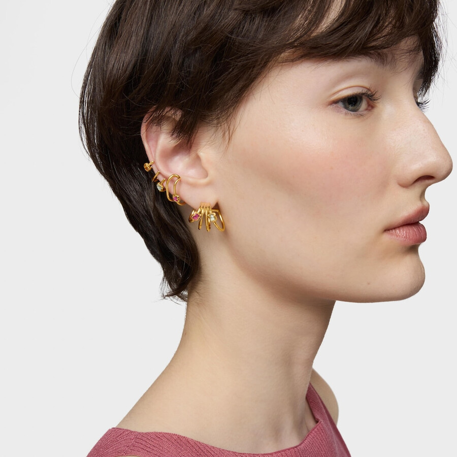 orecchini a cerchio con placcatura in oro 18 carati su argento e pietre preziose coltivate in laboratorio icon color lgg