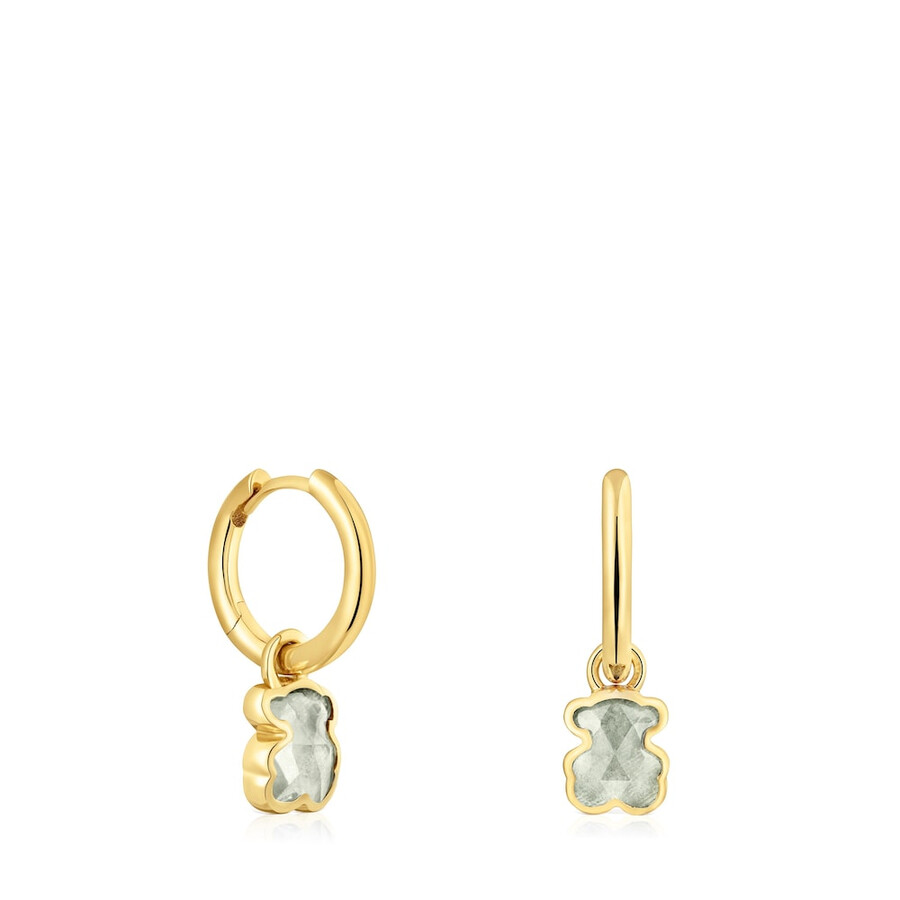 orecchini a cerchio con placcatura in oro 18 carati su argento e zaffiro verde menta coltivato in laboratorio icon color lgg