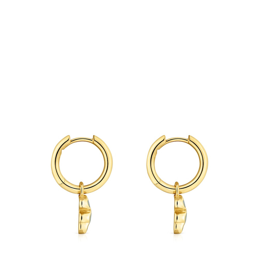 orecchini a cerchio con placcatura in oro 18 carati su argento e zaffiro verde menta coltivato in laboratorio icon color lgg