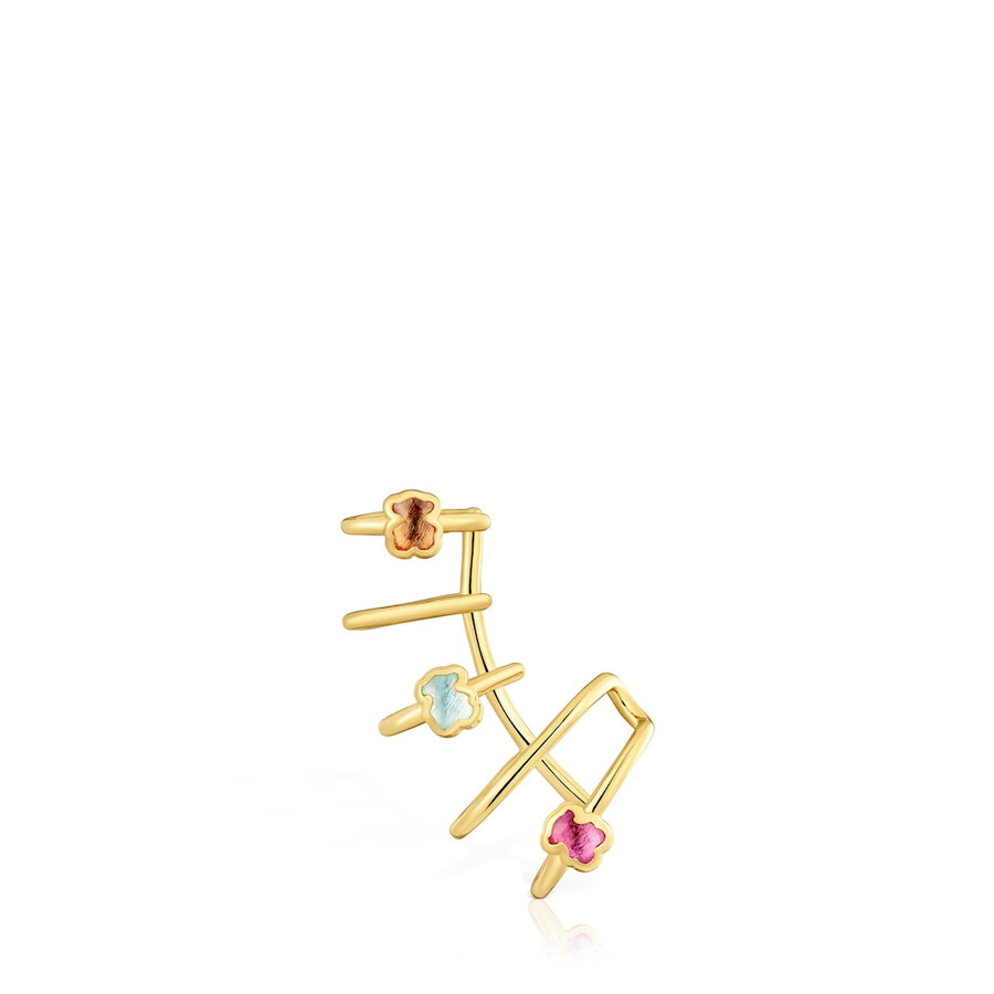 earcuff con placcatura in oro 18 carati su argento e pietre preziose coltivate in laboratorio icon color lgg